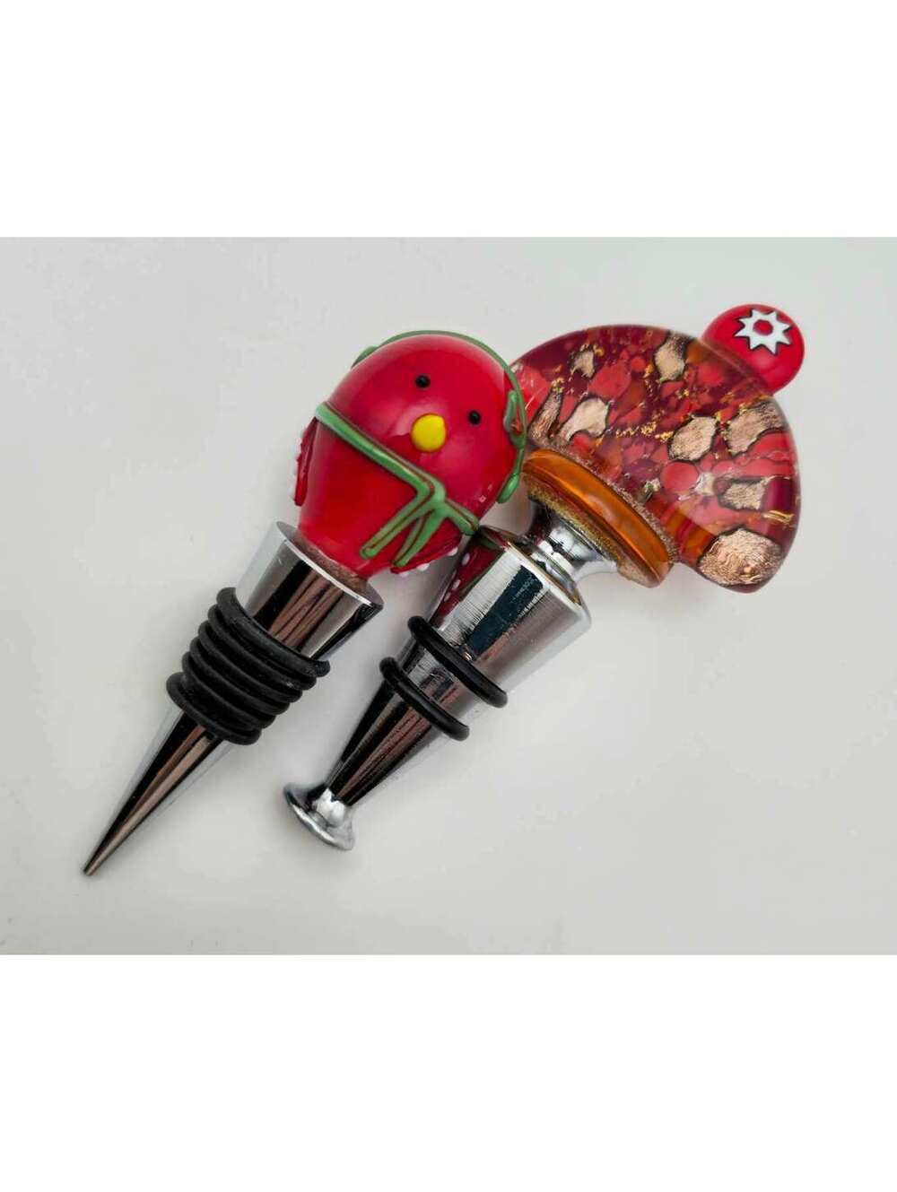 Pair Of Art Glass Wine Stoppers